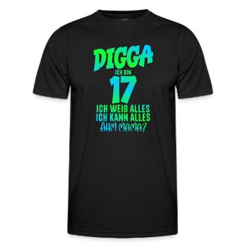 17. Geburtstag Digga ich bin 17 Ich Kann Alles - Männer Funktions-T-Shirt - Schwarz - Vorne - AI Model Male 178 dark (178cm)