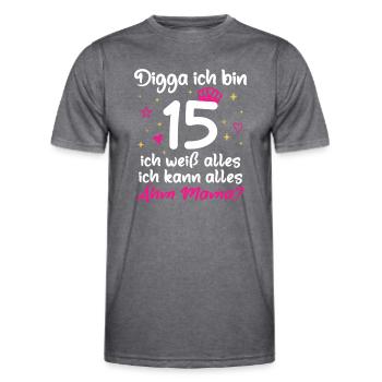 15th Birthday Girl Digga I'm 15 - Men's Functional T-Shirt - dark melange  - Front - AI Model Male 178 dark (178cm)