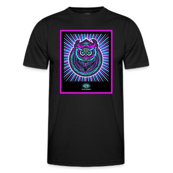 Neon Eule in strahlendem Neonpink - Männer Funktions-T-Shirt - Schwarz - Vorne - AI Model Male 178 dark (178cm)