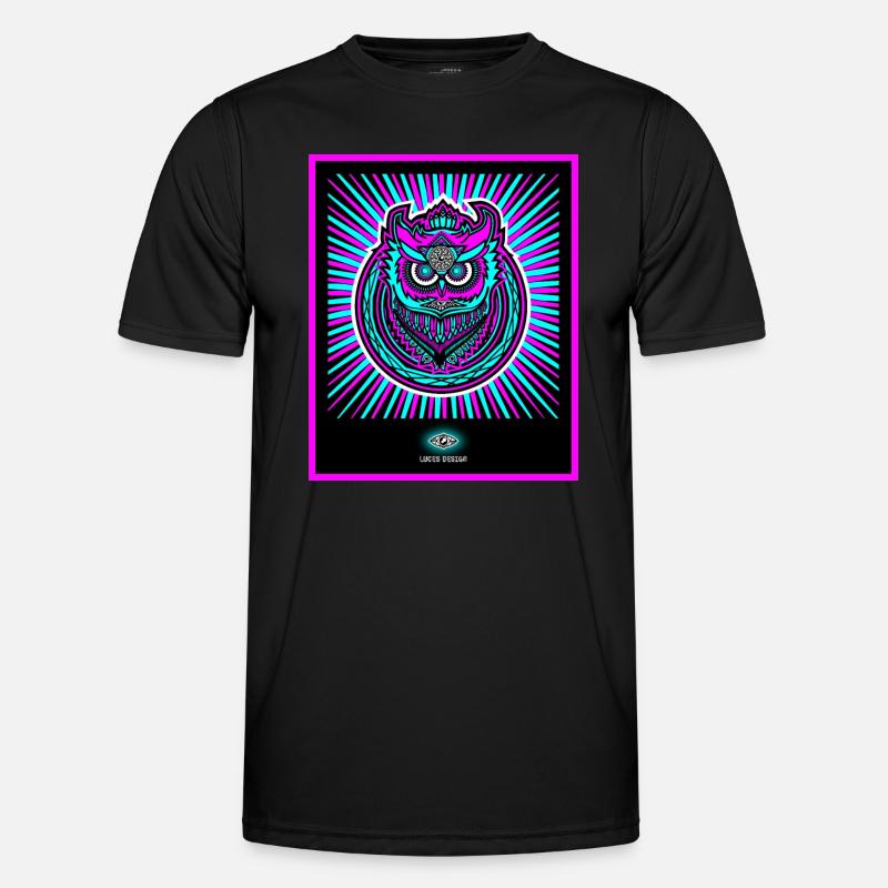 Neon Eule in strahlendem Neonpink Männer Funktions-T-Shirt