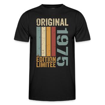 1975 | Limited Edition Geburtstagsgeschenk 1975 - Männer Funktions-T-Shirt - Schwarz - Vorne - AI Model Male 178 dark (178cm)