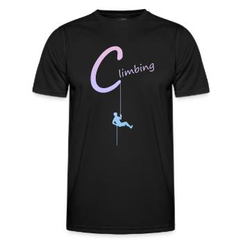 climbing, abseilen, klettern, kletterer - Männer Funktions-T-Shirt - Schwarz - Vorne - AI Model Male 178 dark (178cm)