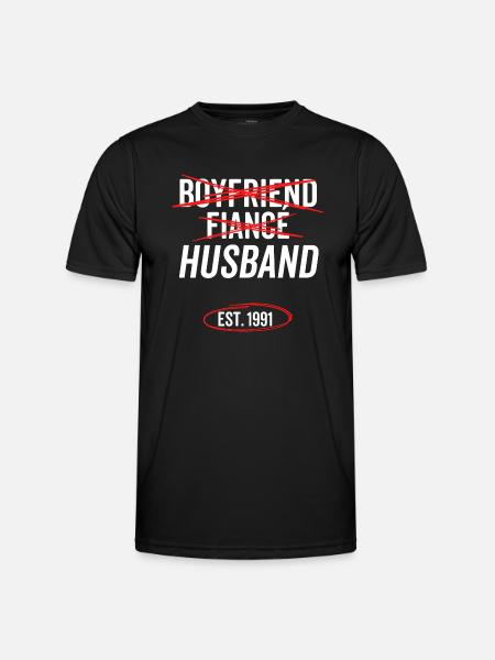 Boyfriend Fiancé Husband Est 1991 - Men's Functional T-Shirt - black