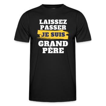 Laissez passer je suis grand pere - T-shirt sport Homme - noir - Devant - AI Model Male 178 dark (178cm)