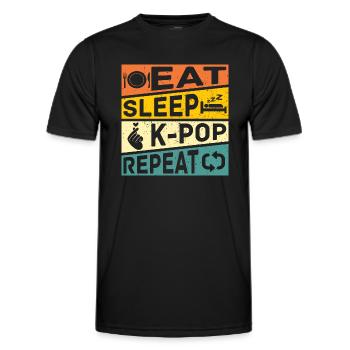 Eat Sleep K Pop Repeat Retro K Pop - Men's Functional T-Shirt - black - Front - AI Model Male 178 dark (178cm)