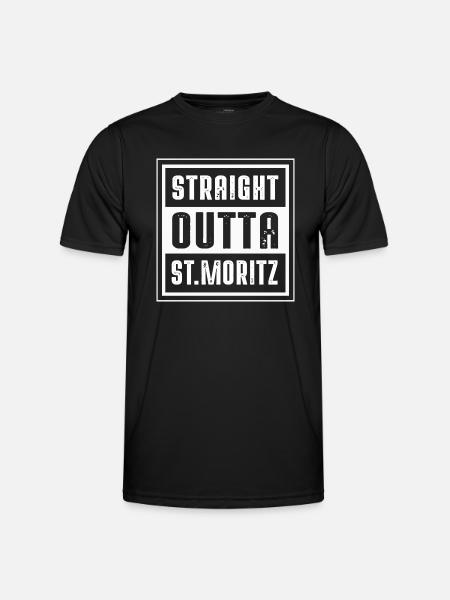 STRAIGHT OUTTA ST MORITZ - Männer Funktions-T-Shirt - Schwarz