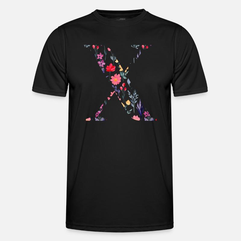 Personalisierter Blumenbuchstabe x - Geschenkidee - Männer Funktions-T-Shirt - Schwarz