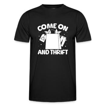 Thrift Shop Come On & Thrift Love Thrifting - Männer Funktions-T-Shirt - Schwarz - Vorne - AI Model Male 178 dark (178cm)