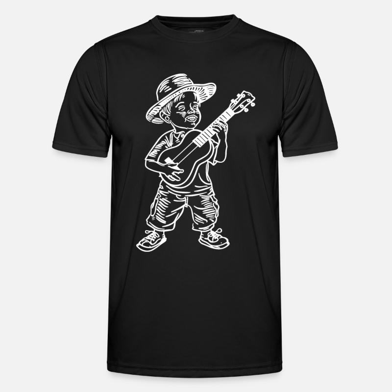 Ukulele Boy Drawing - Men's Functional T-Shirt - black