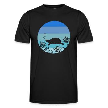 Zoo Animal Lovers Ocean Animal Retro Turtle - Men's Functional T-Shirt - black - Front - AI Model Male 178 dark (178cm)