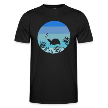 Animal Lovers Ocean Animal Gift Retro Turtle - Men's Functional T-Shirt - black - Front - AI Model Male 178 dark (178cm)