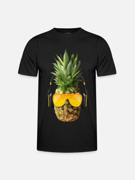 Ananas mit Kopfhörer - Männer Funktions-T-Shirt - Schwarz