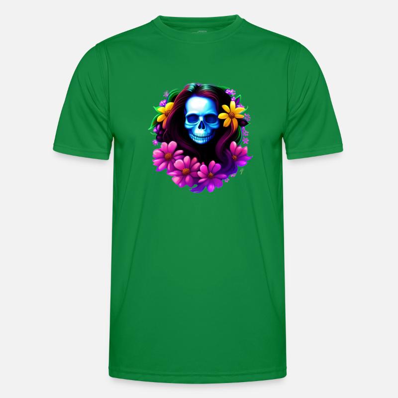 Skull Boho mit Blumenkranz Multicolor Männer Funktions-T-Shirt