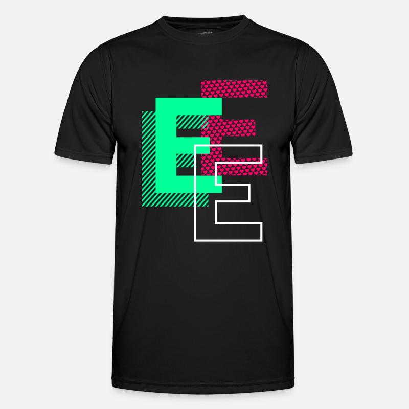 Initial Letter E Design Gift - Men's Functional T-Shirt - black