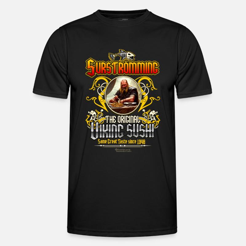 Surströmming Challenge Design Wikinger Sushi Männer Funktions-T-Shirt