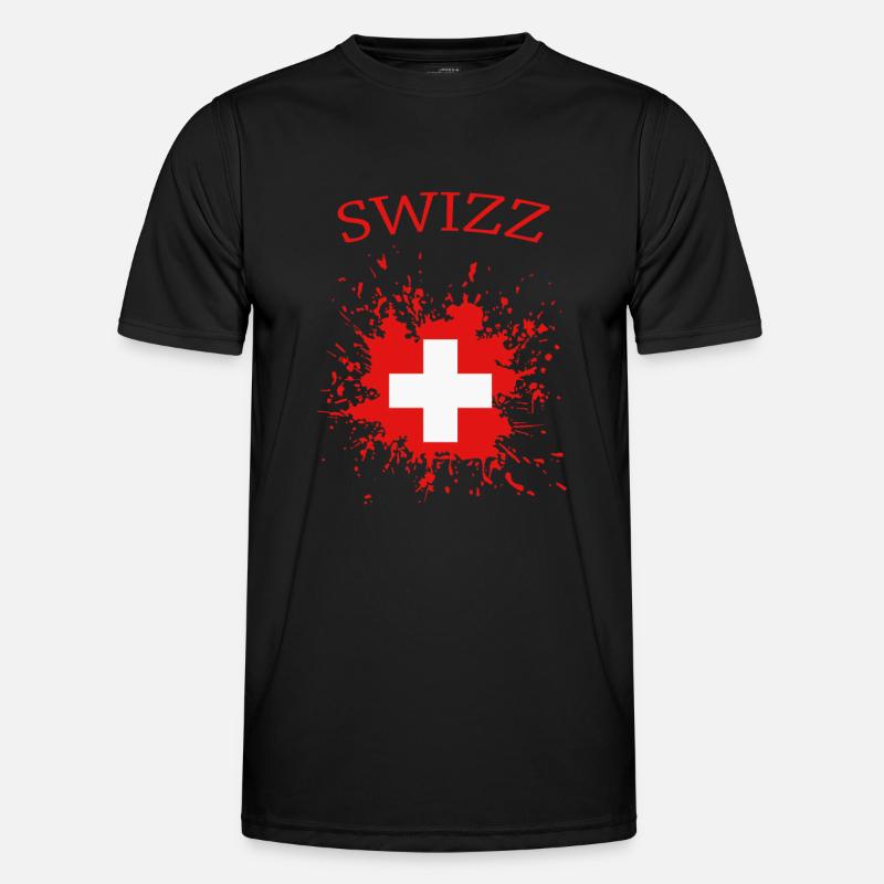 Schweiz, schweizer Flagge - Männer Funktions-T-Shirt - Schwarz