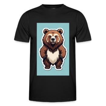 Bear | Brown Bear | Grizzly Bear | Animals | Children's motif - Men's Functional T-Shirt - black - Front - AI Model Male 178 dark (178cm)