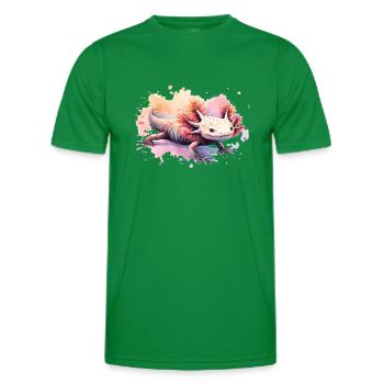 Axolotl Amphibian Watercolor Animal Art - Men's Functional T-Shirt - kelly green - Front - AI Model Male 178 dark (178cm)
