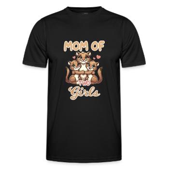 Mom of Two Girls Katzen Kätzchen Töchter - Männer Funktions-T-Shirt - Schwarz - Vorne - AI Model Male 178 dark (178cm)