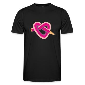pencil heart - Men's Functional T-Shirt - black - Front - AI Model Male 178 dark (178cm)