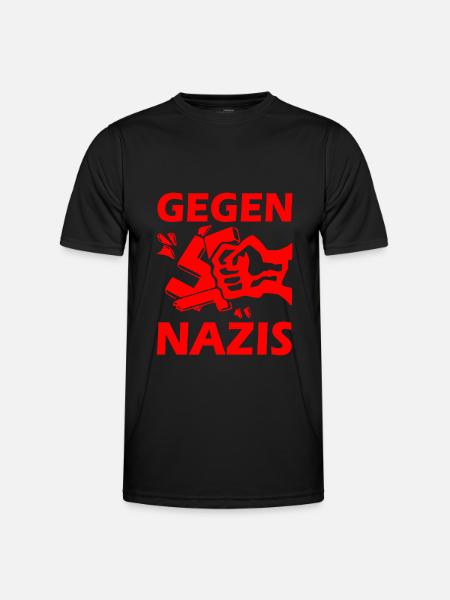 Gegen nazis - Männer Funktions-T-Shirt - Schwarz
