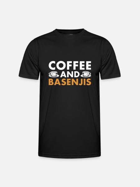 Dog Coffee And Basenji - Men's Functional T-Shirt - black