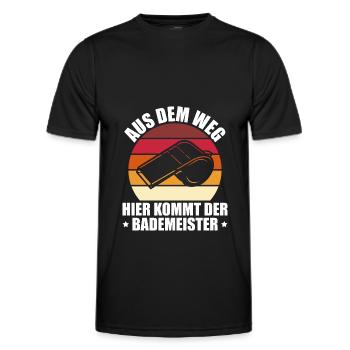 Badeaufsicht Pfeife Bademeister Geschenk - Männer Funktions-T-Shirt - Schwarz - Vorne - AI Model Male 178 dark (178cm)