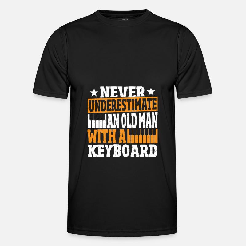 Old man with a keyboard - Men's Functional T-Shirt - black