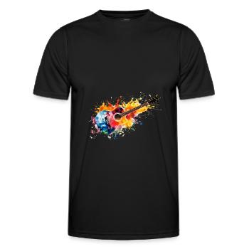 Retro Gitarre in bunten Farben Musiker Hippie - Männer Funktions-T-Shirt - Schwarz - Vorne - AI Model Male 178 dark (178cm)
