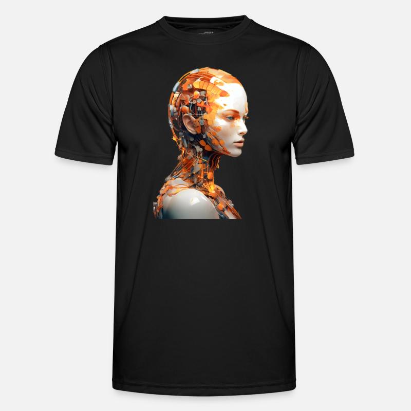 Portrait eines weiblichen Androiden - Männer Funktions-T-Shirt - Schwarz