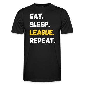 Eat Sleep League Repeat Gamer Quote - Men's Functional T-Shirt - black - Front - AI Model Male 178 dark (178cm)