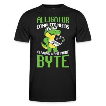 Alligator Computer Nerd Byte für Krokodil Fan - Männer Funktions-T-Shirt - Schwarz - Vorne - AI Model Male 178 dark (178cm)