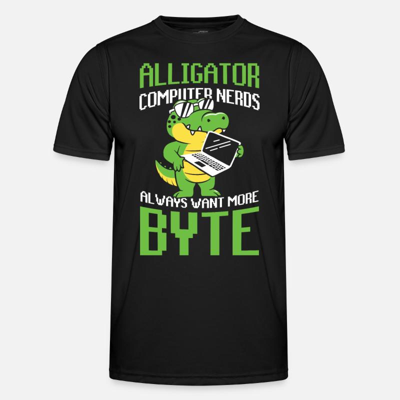 Alligator Computer Nerd Byte für Krokodil Fan Männer Funktions-T-Shirt