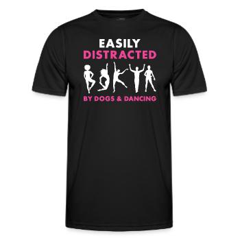 Danseur Facilement Distrait Par Les Chiens Et La Danse - T-shirt sport Homme - noir - Devant - AI Model Male 178 dark (178cm)