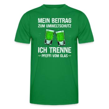 Pfeffi Umwelt Pfefferminz Likör Saufen JGA - Männer Funktions-T-Shirt - Kelly Green - Vorne - AI Model Male 178 dark (178cm)