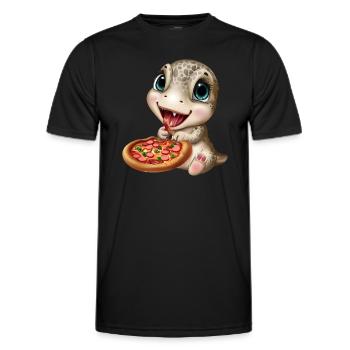 Dinosaurier lieben Pizza - Männer Funktions-T-Shirt - Schwarz - Vorne - AI Model Male 178 dark (178cm)