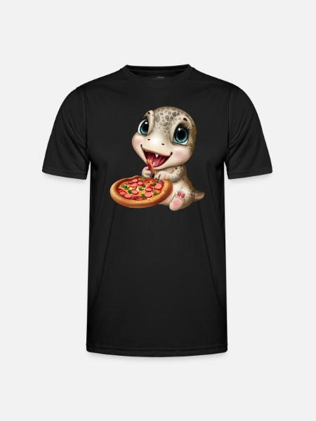 Dinosaurs love pizza - Men's Functional T-Shirt - black
