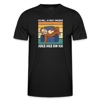 Will Ja Nicht Angeben Aber Hier Bin Ich Faultier - Männer Funktions-T-Shirt - Schwarz - Vorne - AI Model Male 178 dark (178cm)