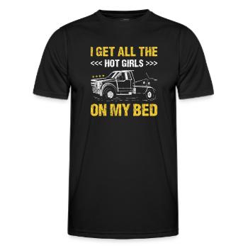 J’ai toutes les filles chaudes sur mon lit Chauffeur de dépanneuse - T-shirt sport Homme - noir - Devant - AI Model Male 178 dark (178cm)