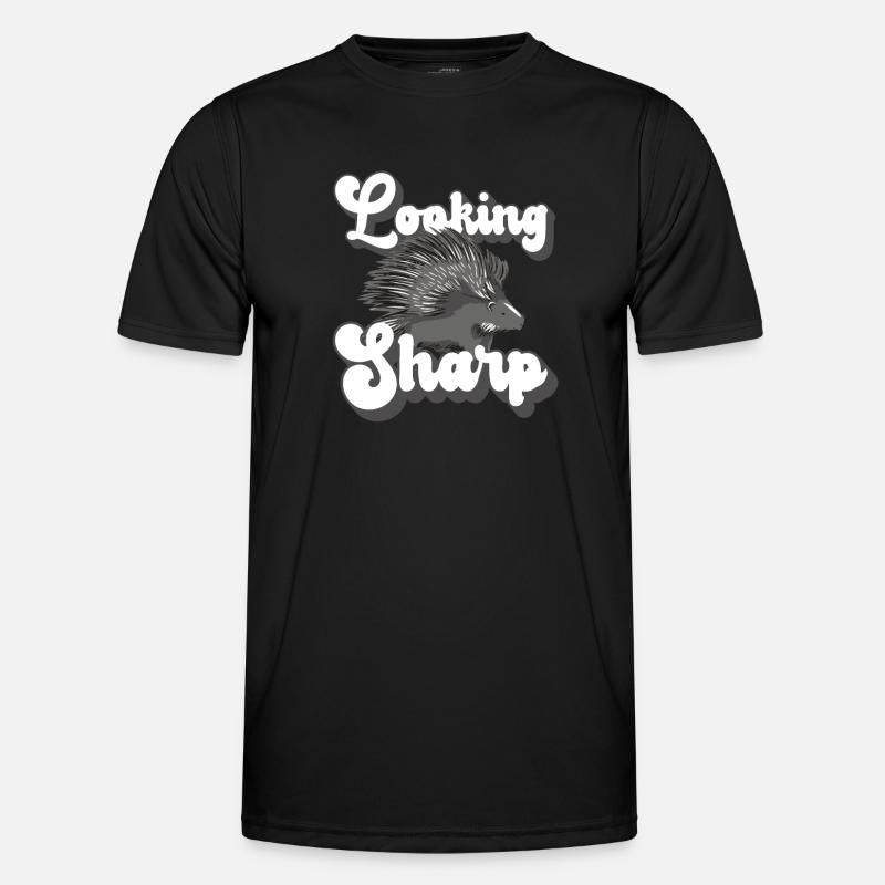 Looking Sharp Porcupine - Männer Funktions-T-Shirt - Schwarz