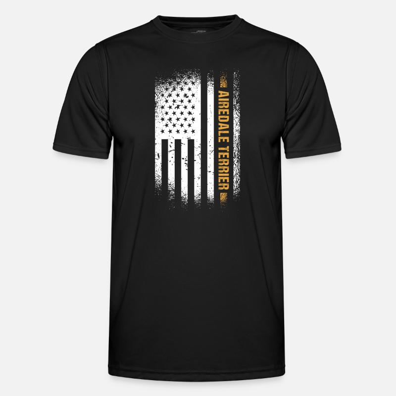 Airedale Terrier Us Flag - Männer Funktions-T-Shirt - Schwarz