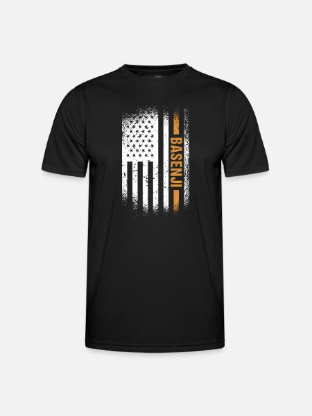 Dog Basenji Us Flag - Men's Functional T-Shirt - black