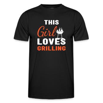 Griller This Girl Loves Grilling - Men's Functional T-Shirt - black - Front - AI Model Male 178 dark (178cm)