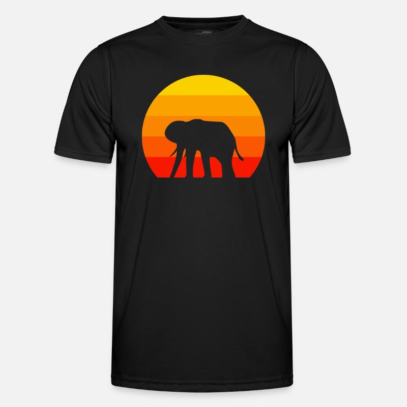 Retro Elefant - Männer Funktions-T-Shirt - Schwarz