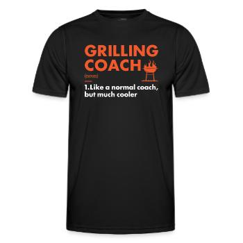 Griller Coach Definition Grilling - Men's Functional T-Shirt - black - Front - AI Model Male 178 dark (178cm)