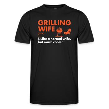 Griller Wife Definition Grilling - Men's Functional T-Shirt - black - Front - AI Model Male 178 dark (178cm)