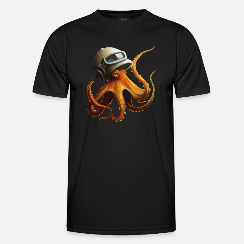 Krake Oktopus mit Helm Geschenkidee - Männer Funktions-T-Shirt - Schwarz