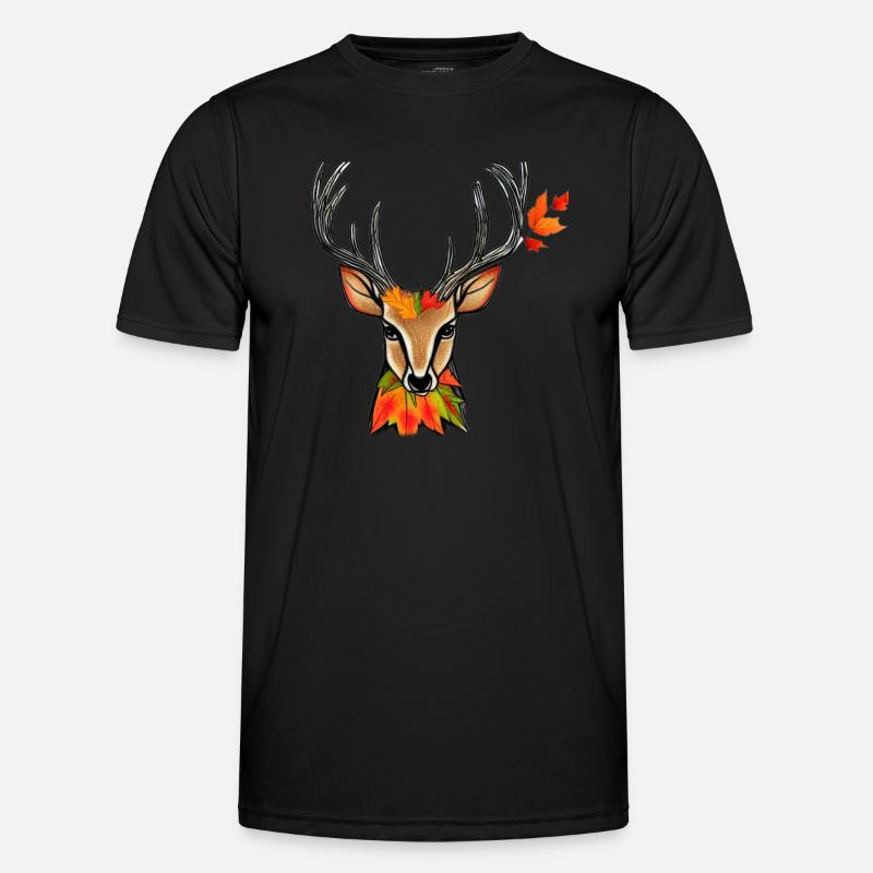 Hirschkopf im Herbst Hirsch Geweih Bock Reh Kitz 2 Männer Funktions-T-Shirt