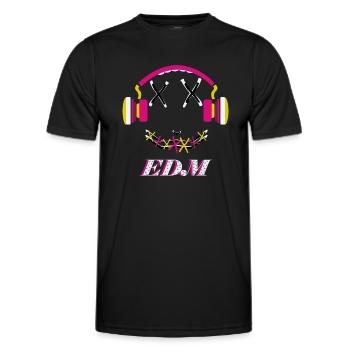EDM Music, colorful face with headphones - Men's Functional T-Shirt - black - Front - AI Model Male 178 dark (178cm)