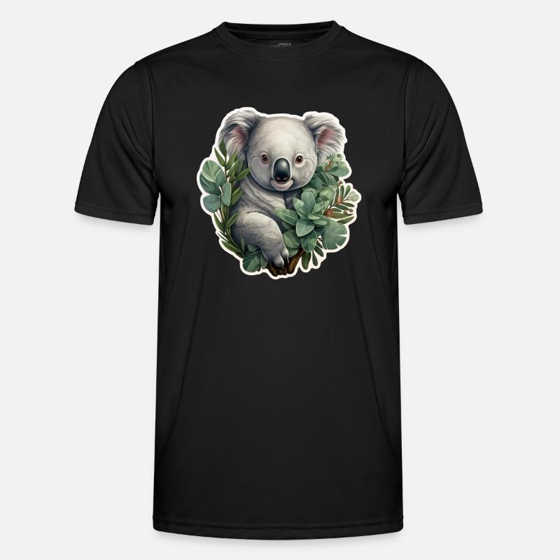 Koala with eucalyptus - Men's Functional T-Shirt - black